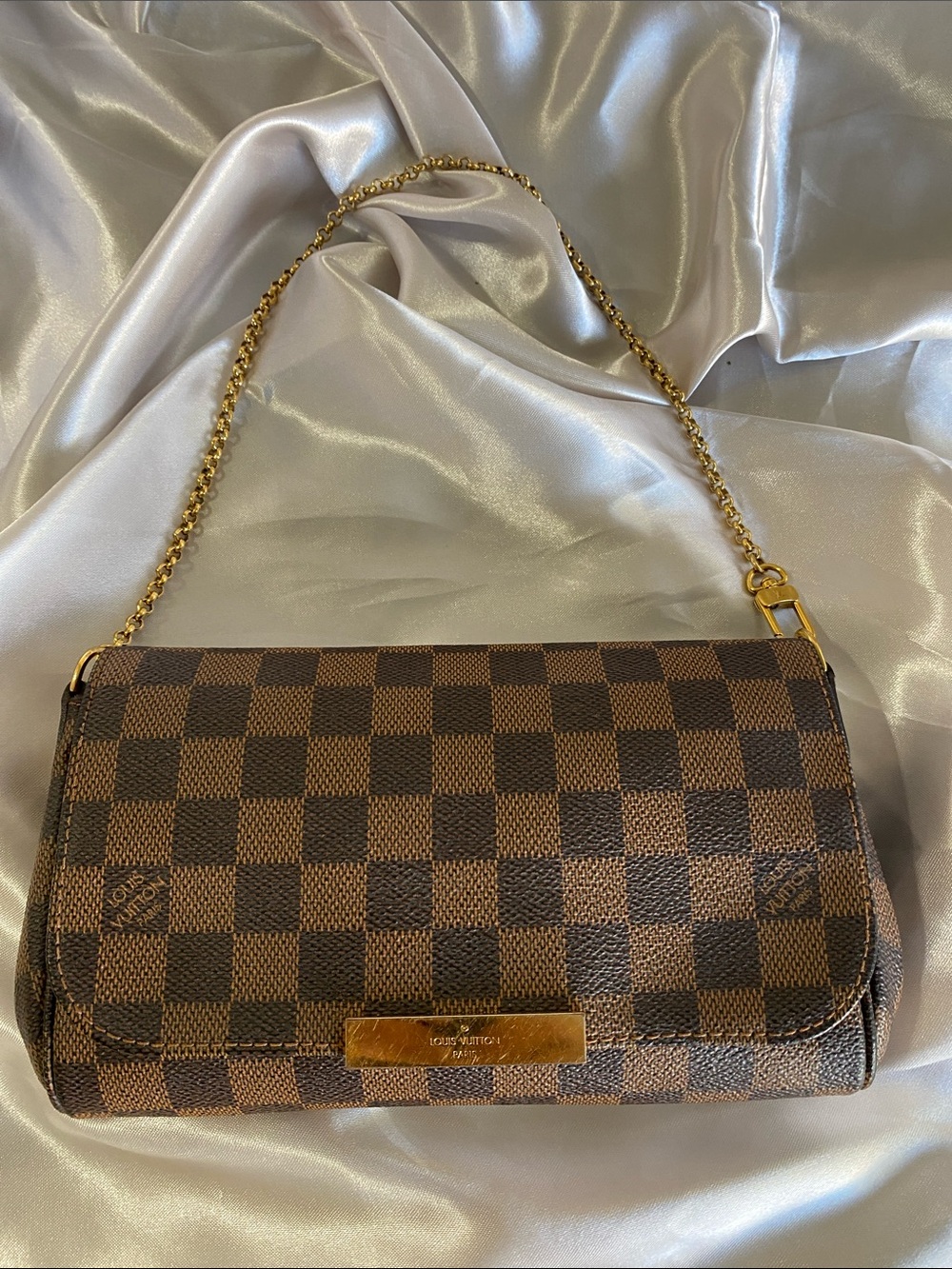 Louis Vuitton Brown Damier Ebene Chain Shoulder Bag